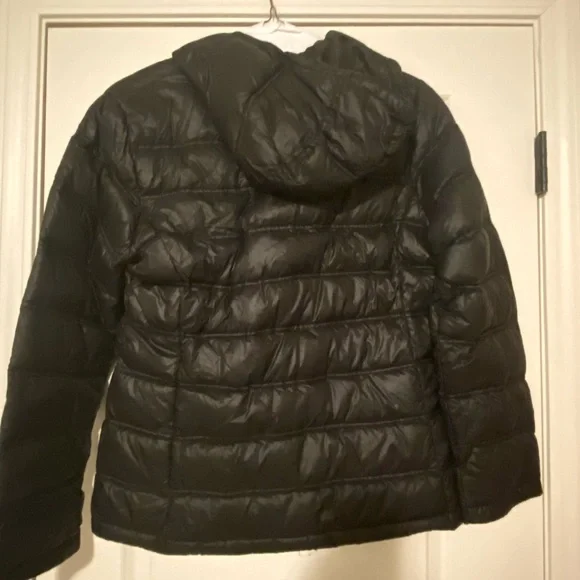 Calvin Klein Lightweight Quilted Down Puffer Coat Hooded Black Size Large - Picture 2 of 3